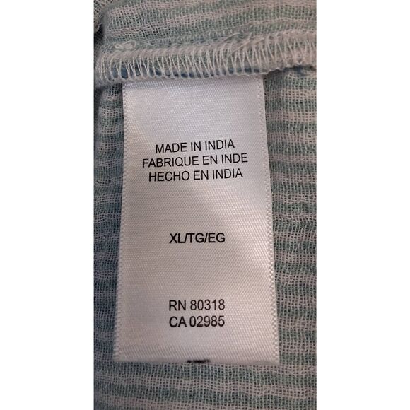 Lucky brand womens xl gauzy cotton shirt blouse blue plaid top tab sleeve - Picture 7 of 9